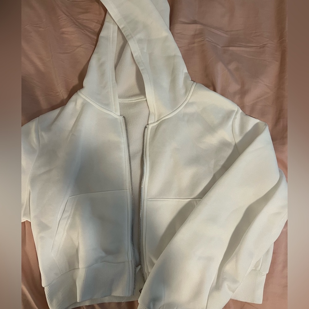 White Cropped Hoodie